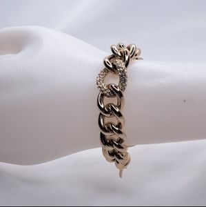 Victoria's Secret Women's Chunky Gold Tone Bracelet Angel Wing Charm‎ Rhi…